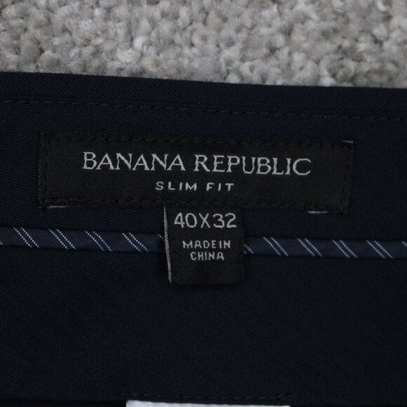 Banana Republic Dress Pants Mens 40x30 Blue Marzotto Super 120s Wool Slim Fit - Picture 11 of 14